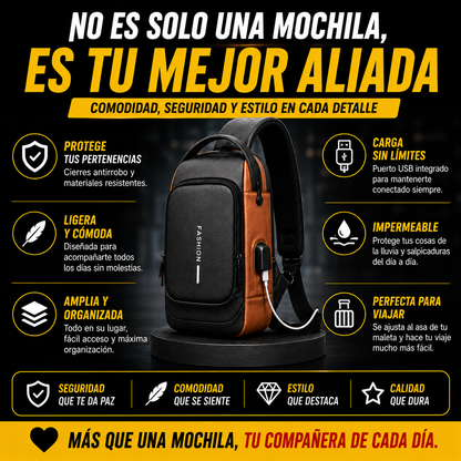 BOLSO ANTIRROBO CON CARGA USB+BLOQUEO