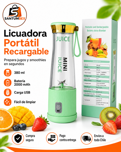 Licuadora Portátil Recargable 380ML – Smoothies y Jugos en Segundos