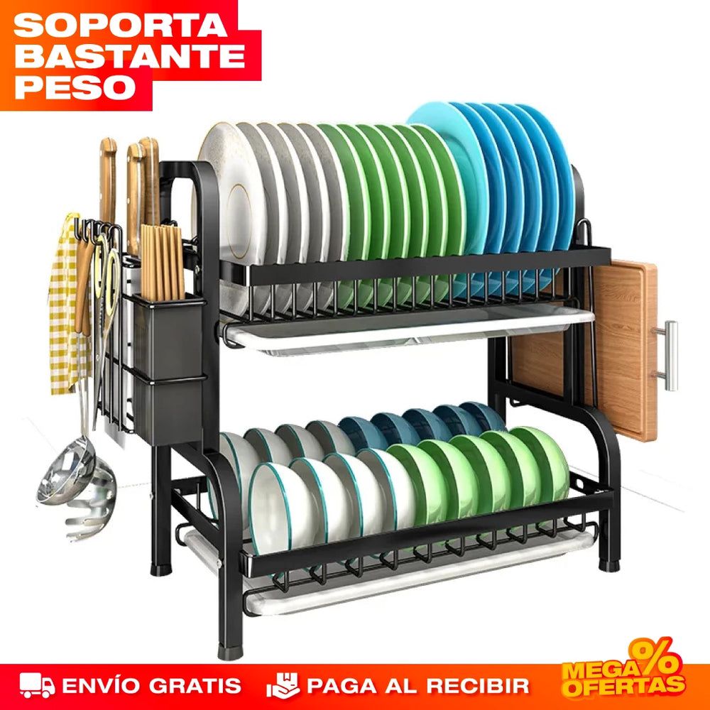 Escurridor Trastes Platos De 2 Niveles Acero Inoxidable