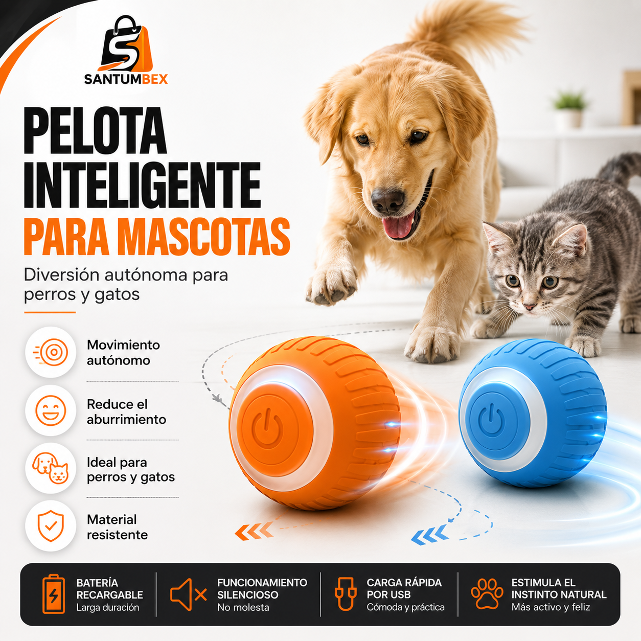 Pelota Inteligente  para Perros y Gatos
