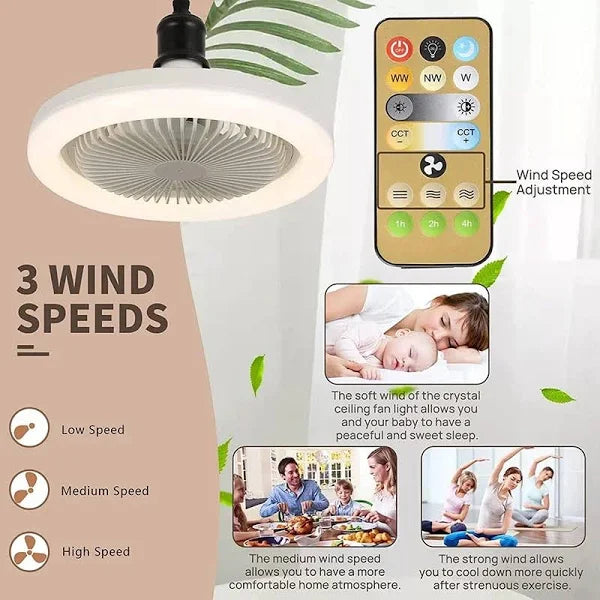 Ventilador De Techo Con Control Remoto Y Lámpara Led De 30 w.